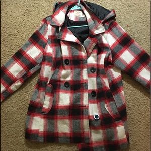 Red plaid coat